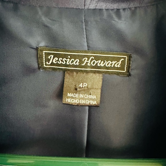 Jessica Howard 2 Pcs Navy Blue Taffeta rhinestones Long Sleeve Long Dress Siz 4 - Picture 12 of 14